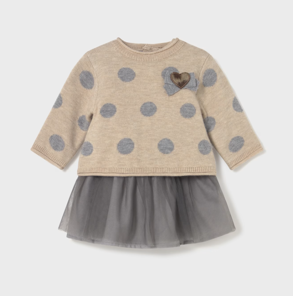 Mayoral Combined Sweater/Tulle Dress Style 2808 - Oat